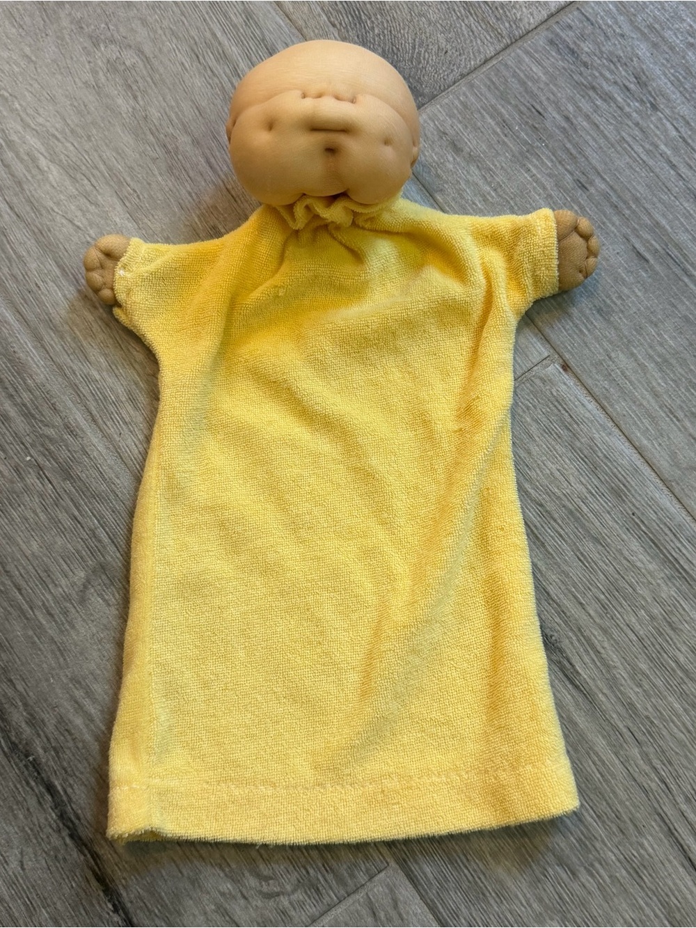 Vintage Goo Goo Kid Baby Hand Puppet Doll Yellow